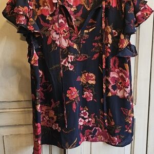 1. State Navy and Pink Floral Blouse